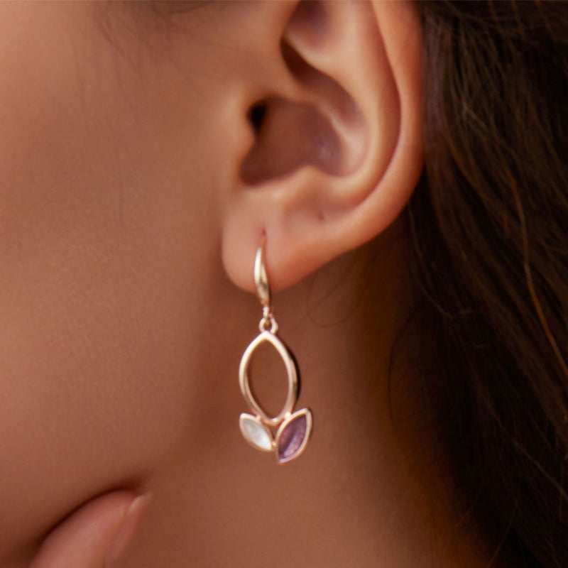 Enamel petal earrings and necklace set