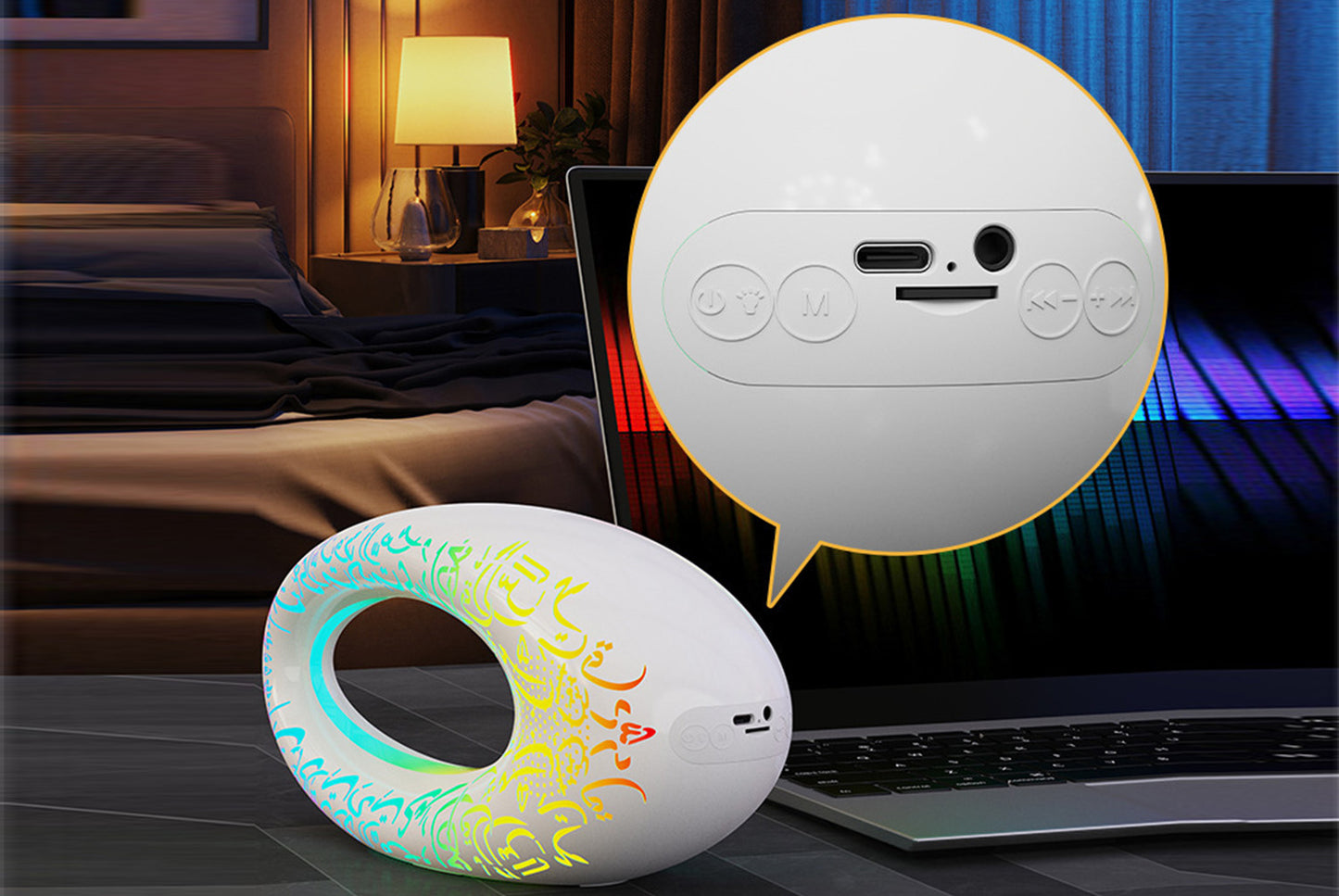 Wireless Bluetooth Speaker with Metallic Colorful Lights