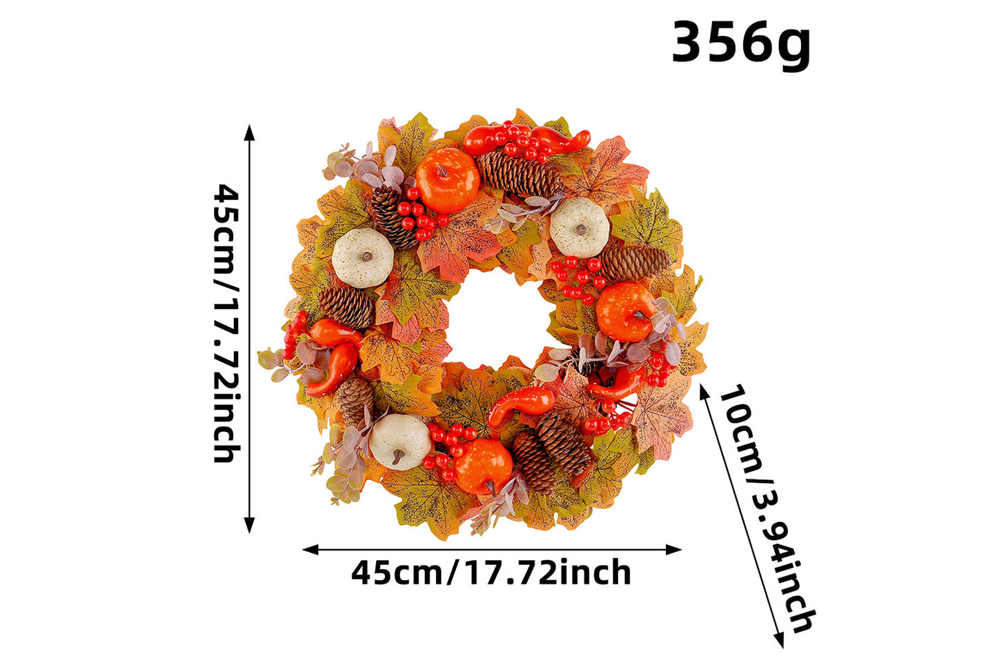 **Autumn Pumpkin Pine Cone Wreath Door and Window Decoration**