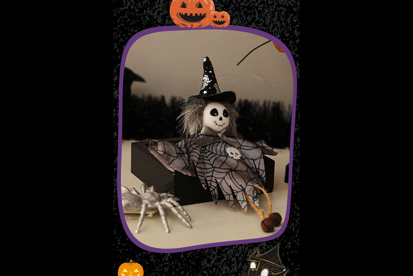 **Halloween Decorations, Halloween Pumpkin Ghost Witch Doll, Party Figure Pendant**