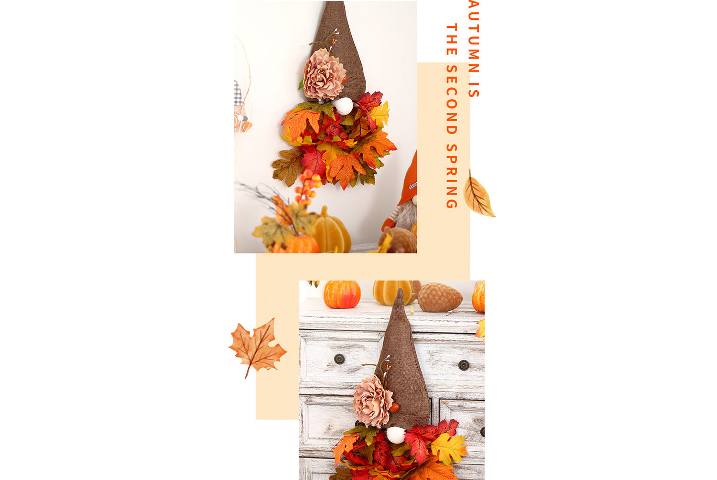 Autumn Harvest Festival Maple Leaf Faceless Old Man Wreath
