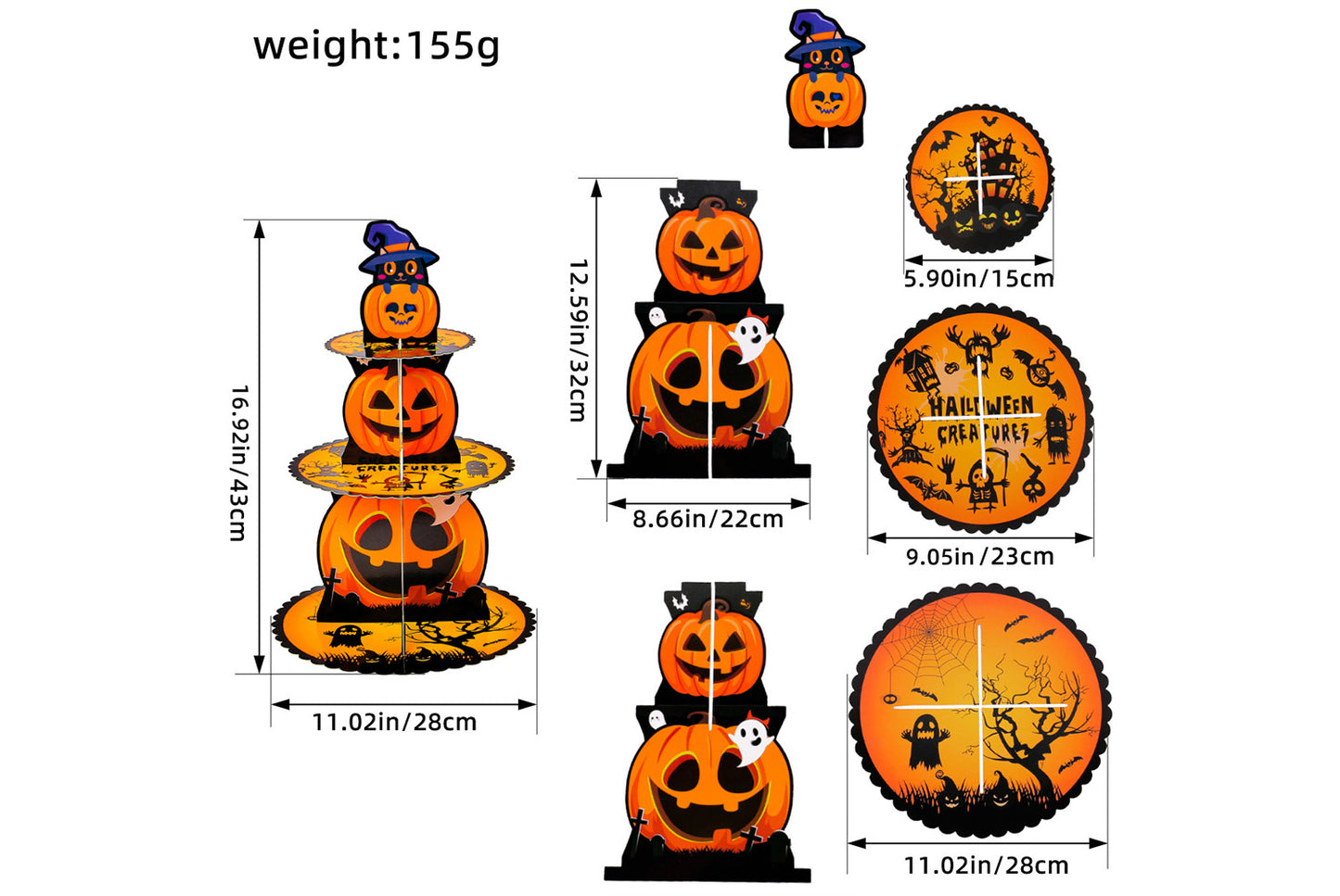 **Halloween Pumpkin Multi-Tier Cake Stand Decorative 3D Cake Tray**