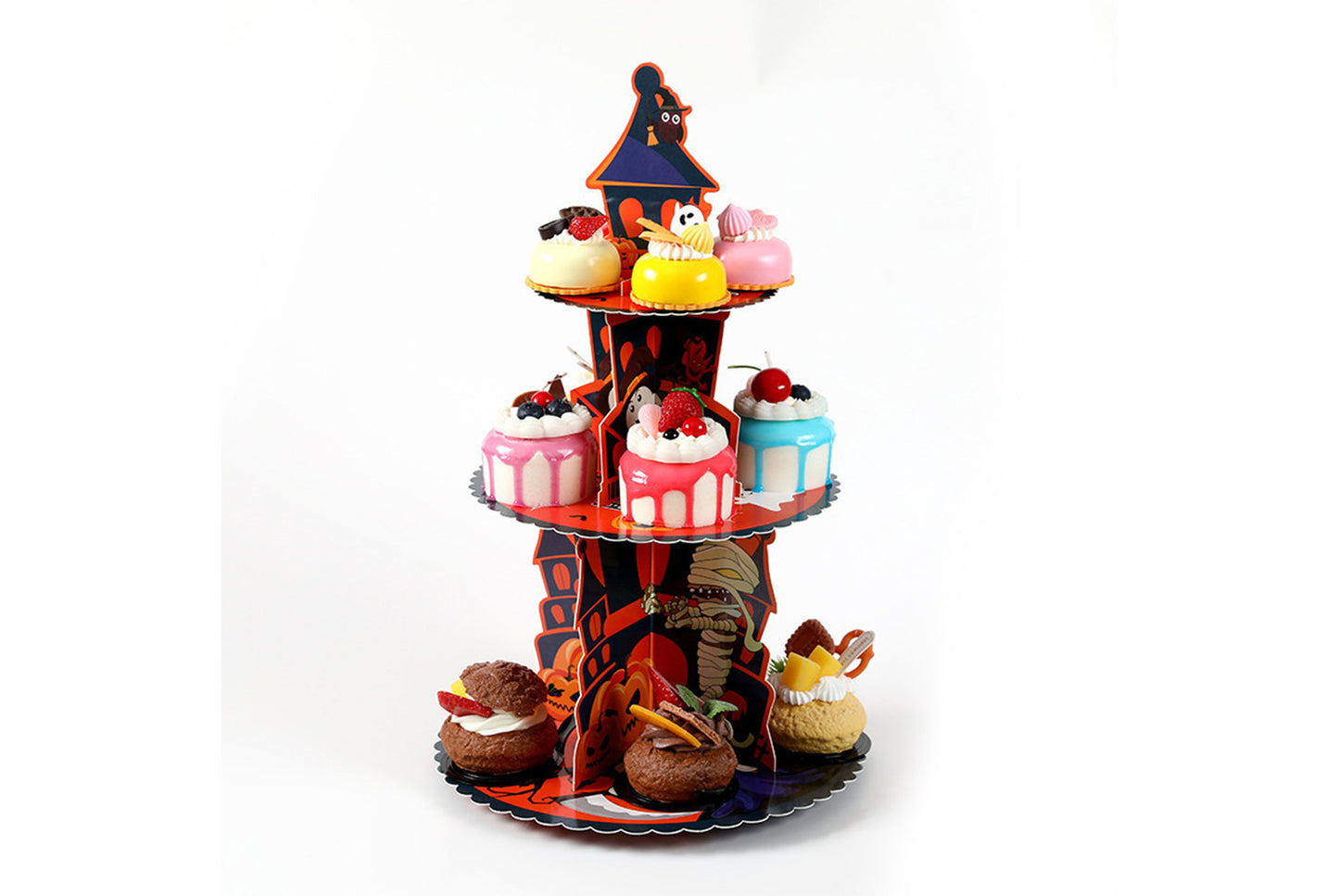 **Halloween Pumpkin Multi-Tier Cake Stand Decorative 3D Cake Tray**