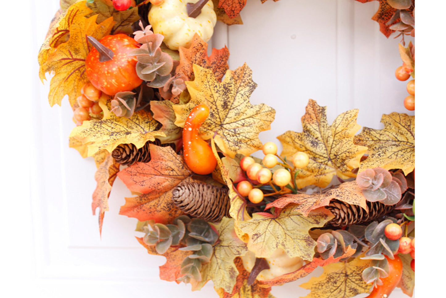 **Autumn Pumpkin Pine Cone Wreath Door and Window Decoration**