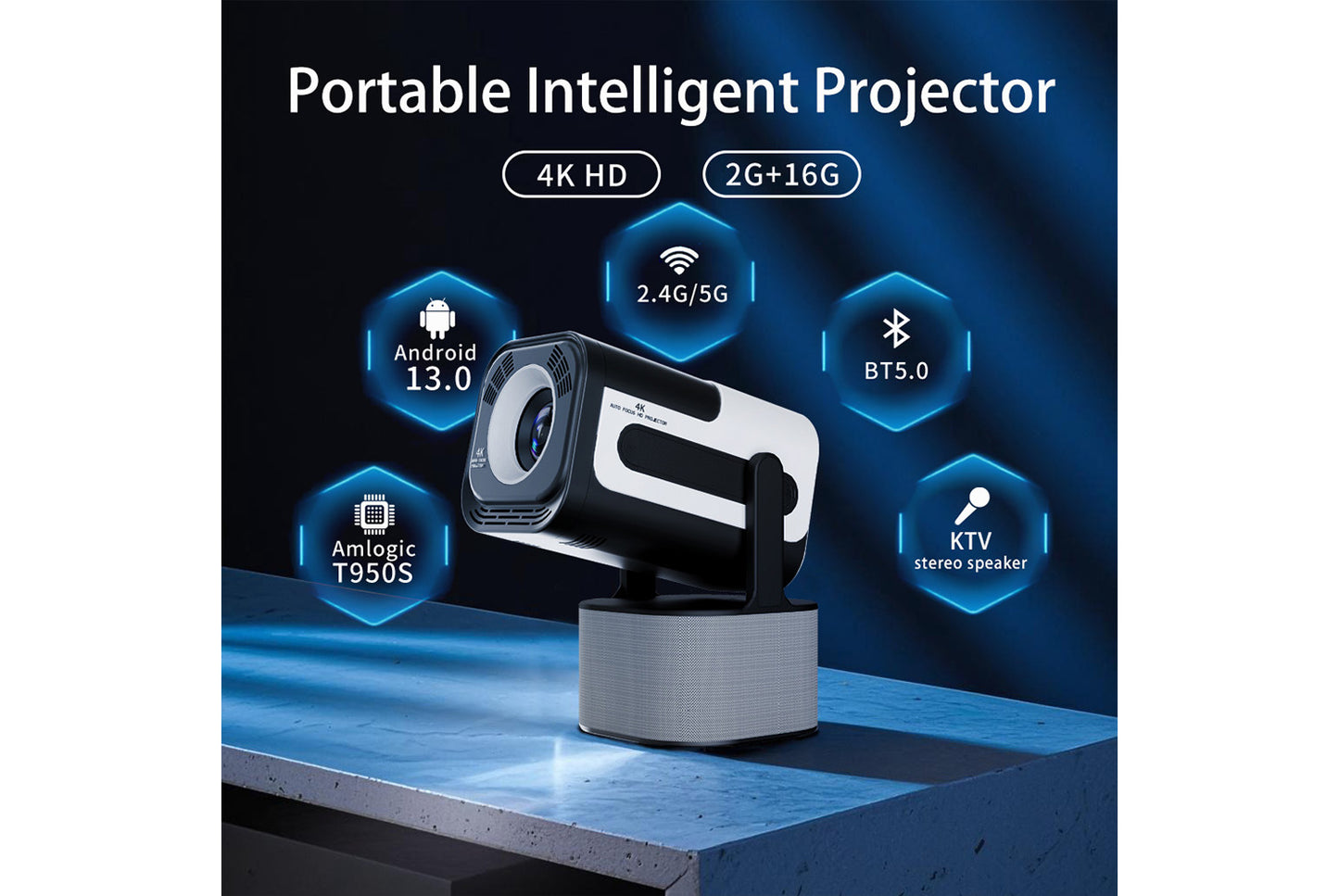 HD 4K Portable Home Projector(UK plug)