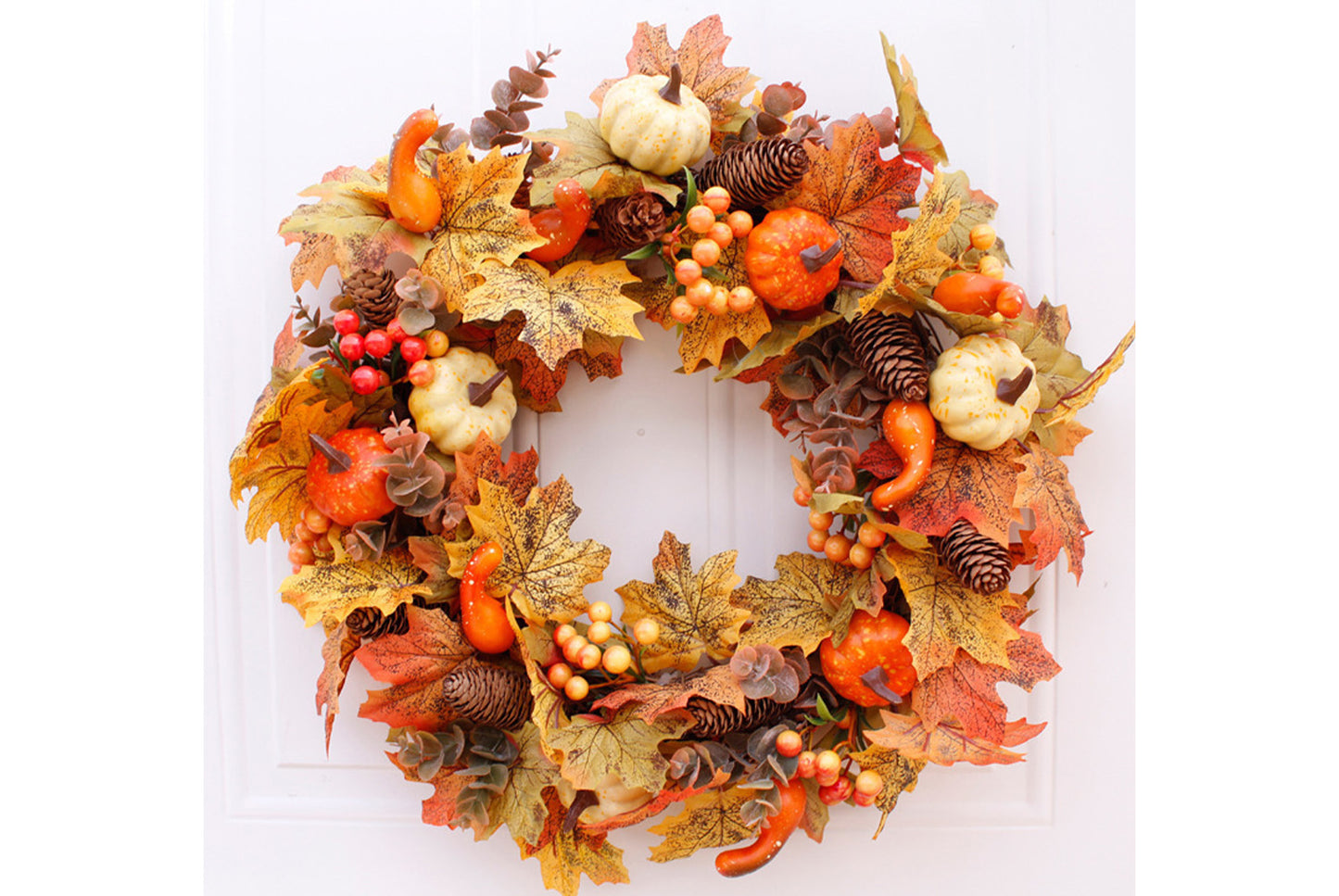 **Autumn Pumpkin Pine Cone Wreath Door and Window Decoration**