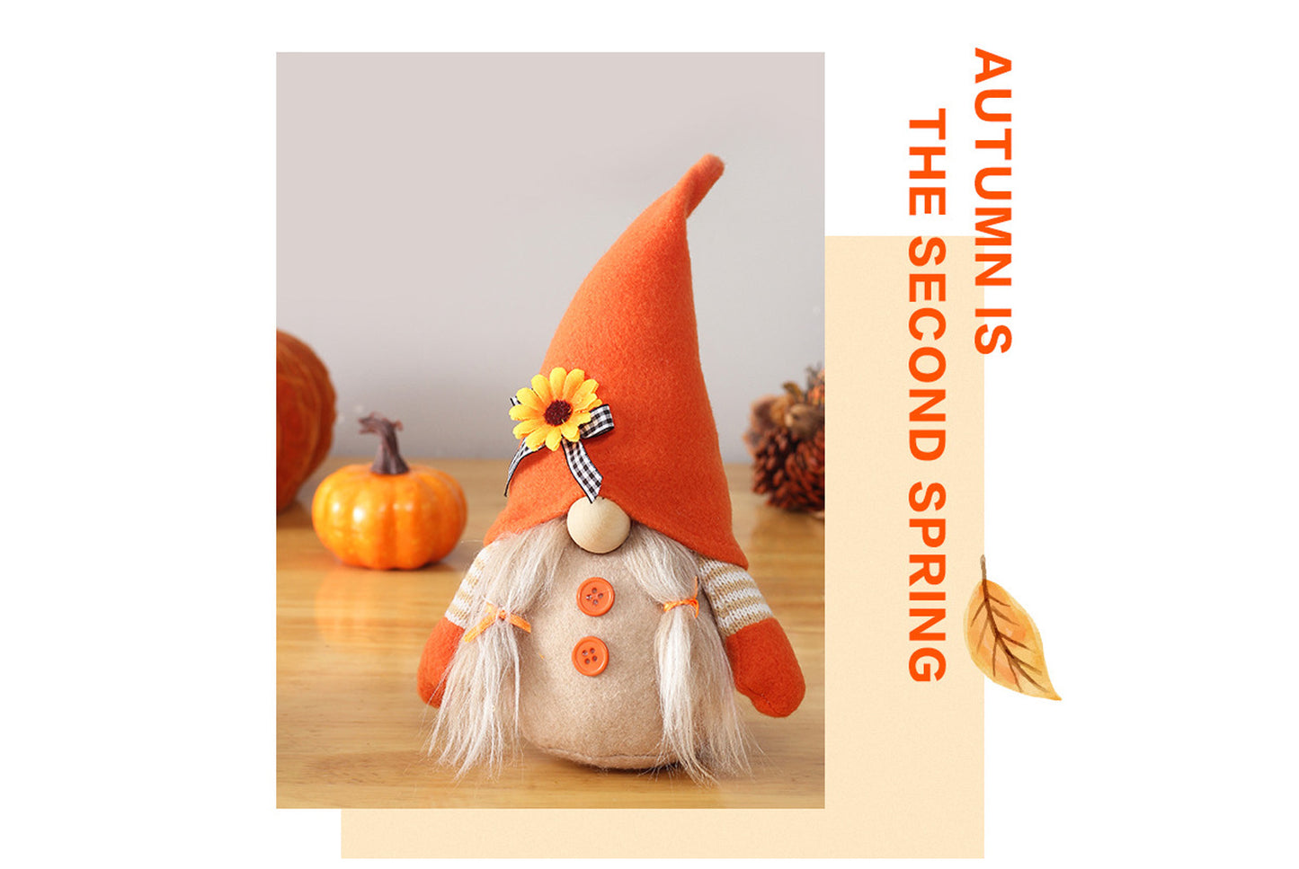 **Autumn Harvest Festival Faceless Doll Standing Sunflower and Pumpkin Ornament**