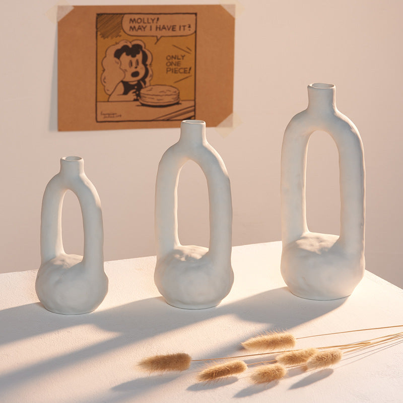 Artistic unglazed ceramic vase