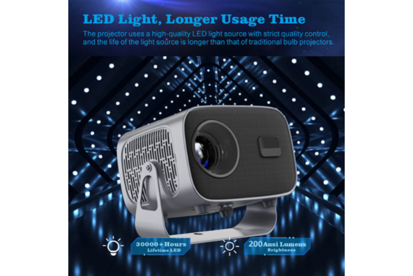 **A10 Android Smart Projector 2GB + 16GB Wireless WiFi Projector**
