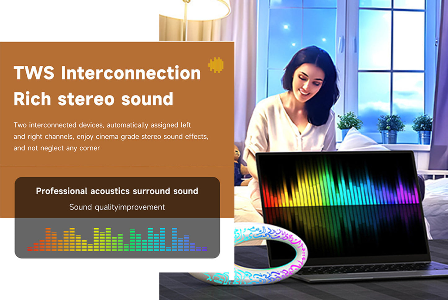 Wireless Bluetooth Speaker with Metallic Colorful Lights