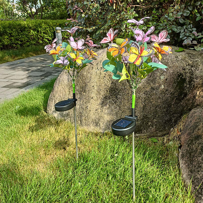 Solar-Powered Colorful LED Butterfly Floral Stake Light