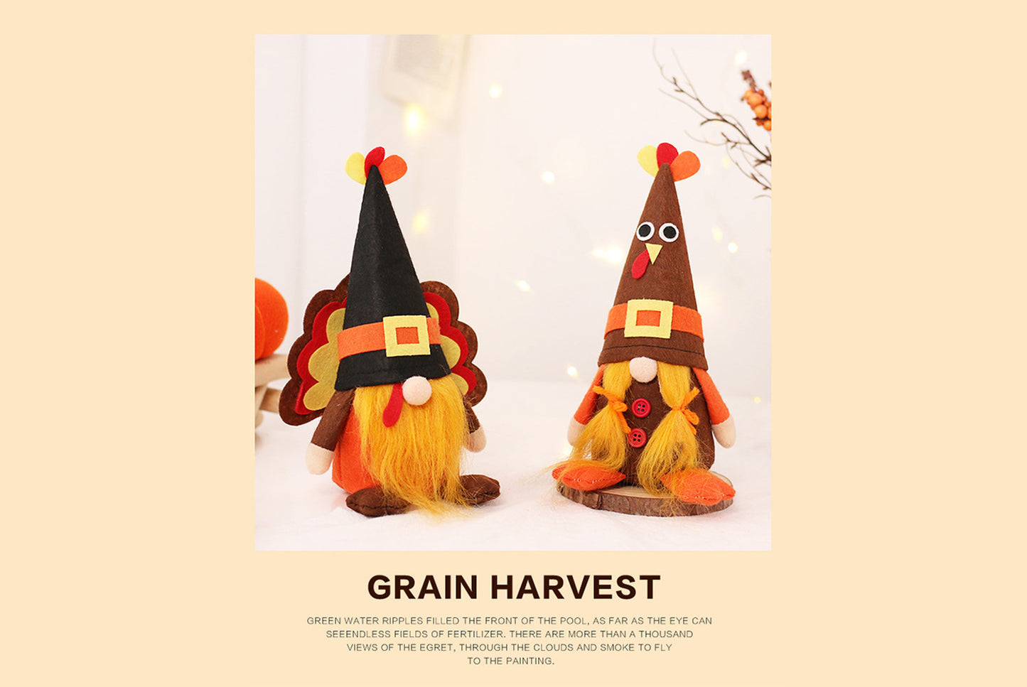 Harvest Festival Turkey Ornament - Cute Faceless Old Man Figure