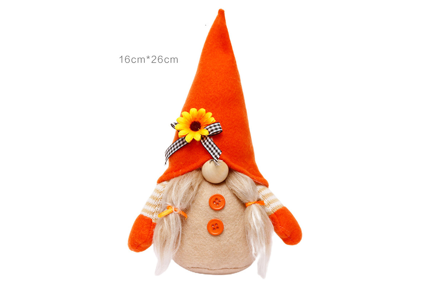 **Autumn Harvest Festival Faceless Doll Standing Sunflower and Pumpkin Ornament**