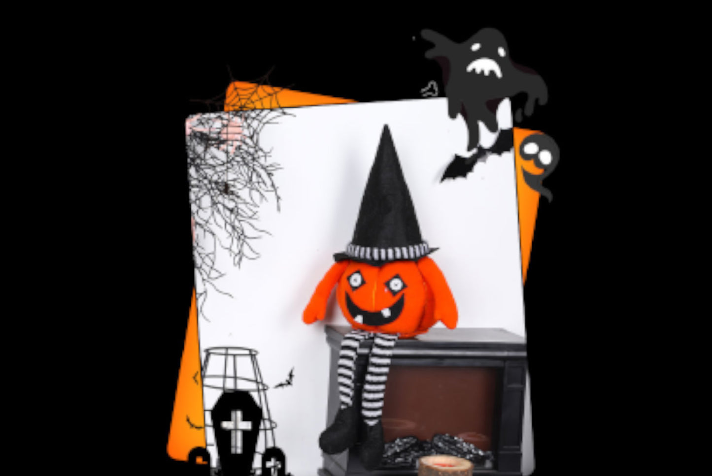 **Halloween Scary Pumpkin Ghost Doll Ornament**