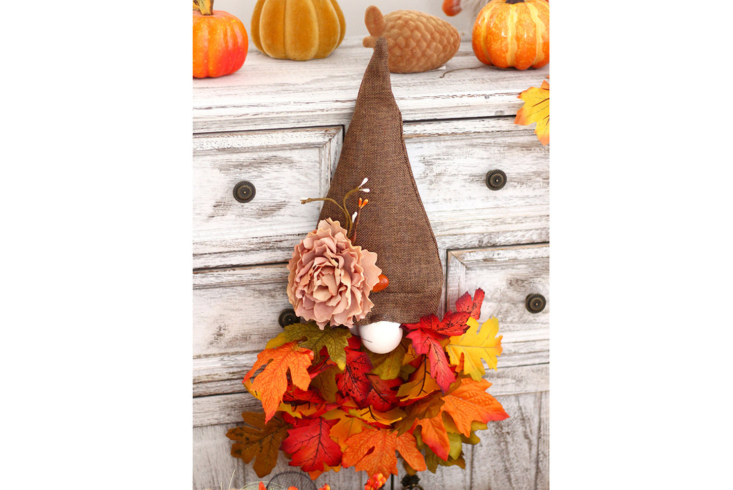 Autumn Harvest Festival Maple Leaf Faceless Old Man Wreath