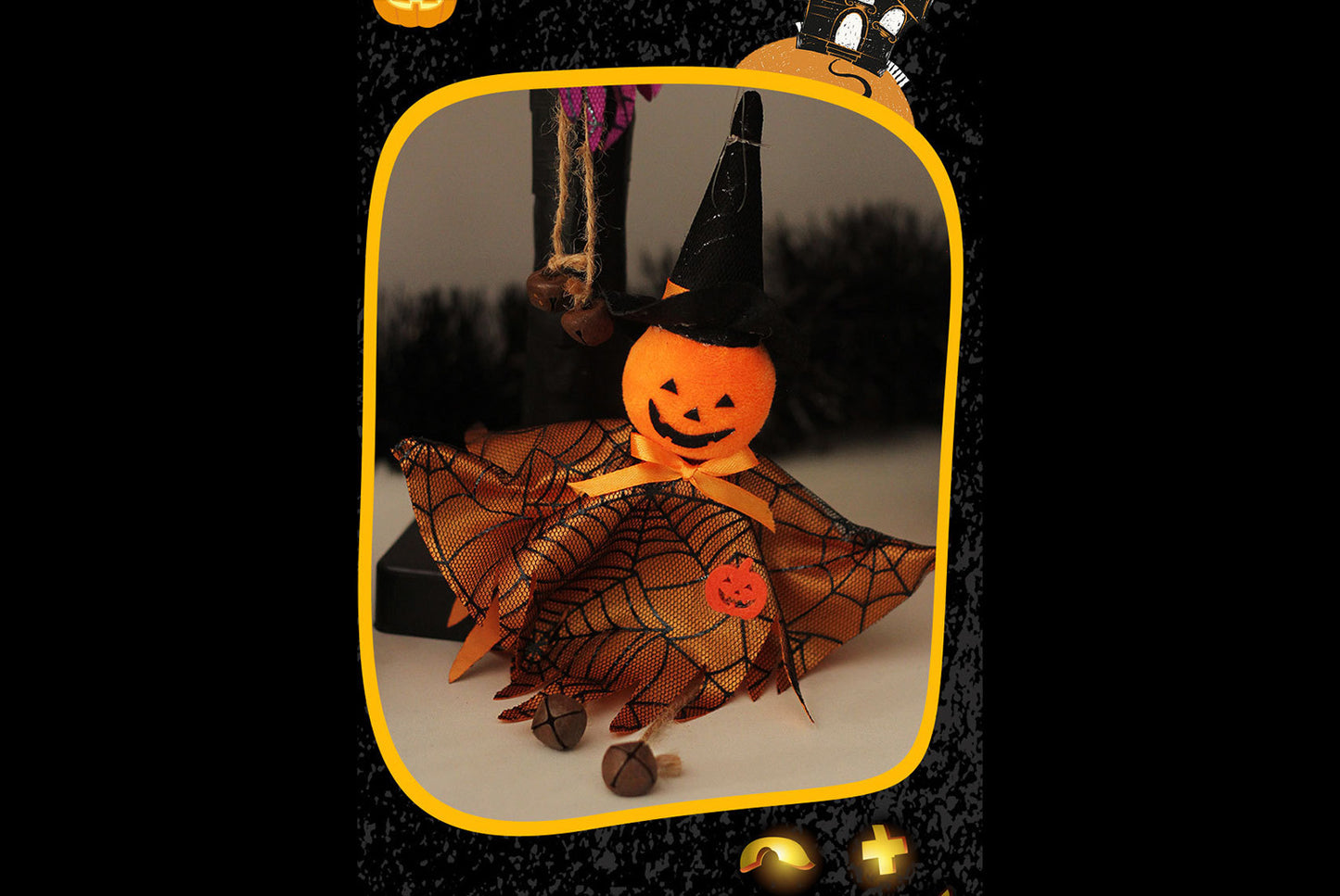 **Halloween Decorations, Halloween Pumpkin Ghost Witch Doll, Party Figure Pendant**