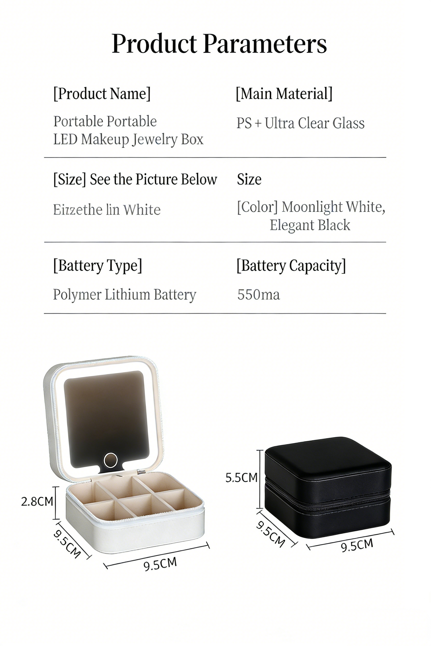 Portable Folding LED Makeup Mirror