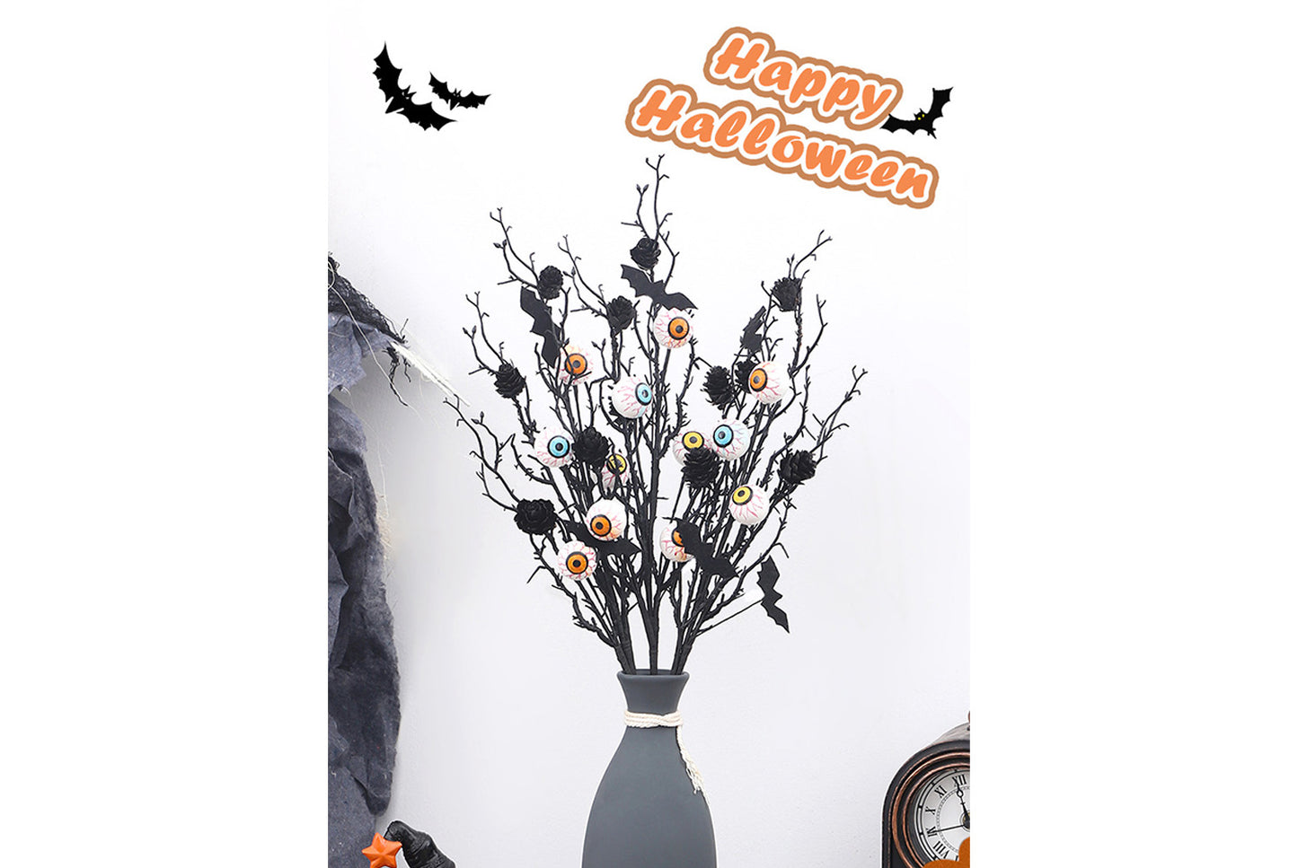 **Creative Maple Leaf, Bat, and Pine Cone Eyeball Cutting Bouquet Accessory**