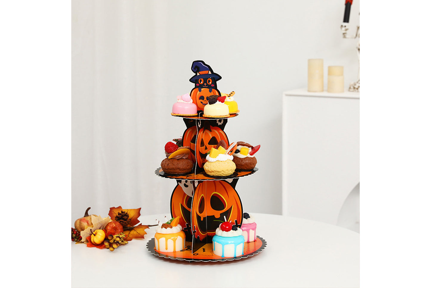 **Halloween Pumpkin Multi-Tier Cake Stand Decorative 3D Cake Tray**