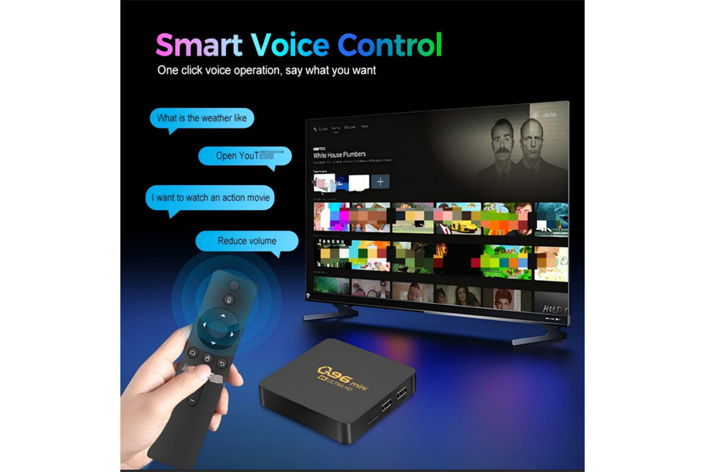 **Q96 MINI Smart TV Box 8+128GB Large Storage Edition**(UK plug)