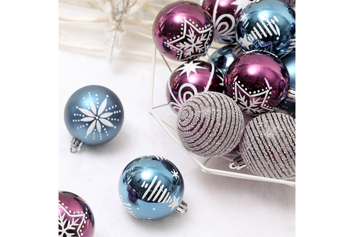 6cm/24 Blue-Purple Painted Ball Set