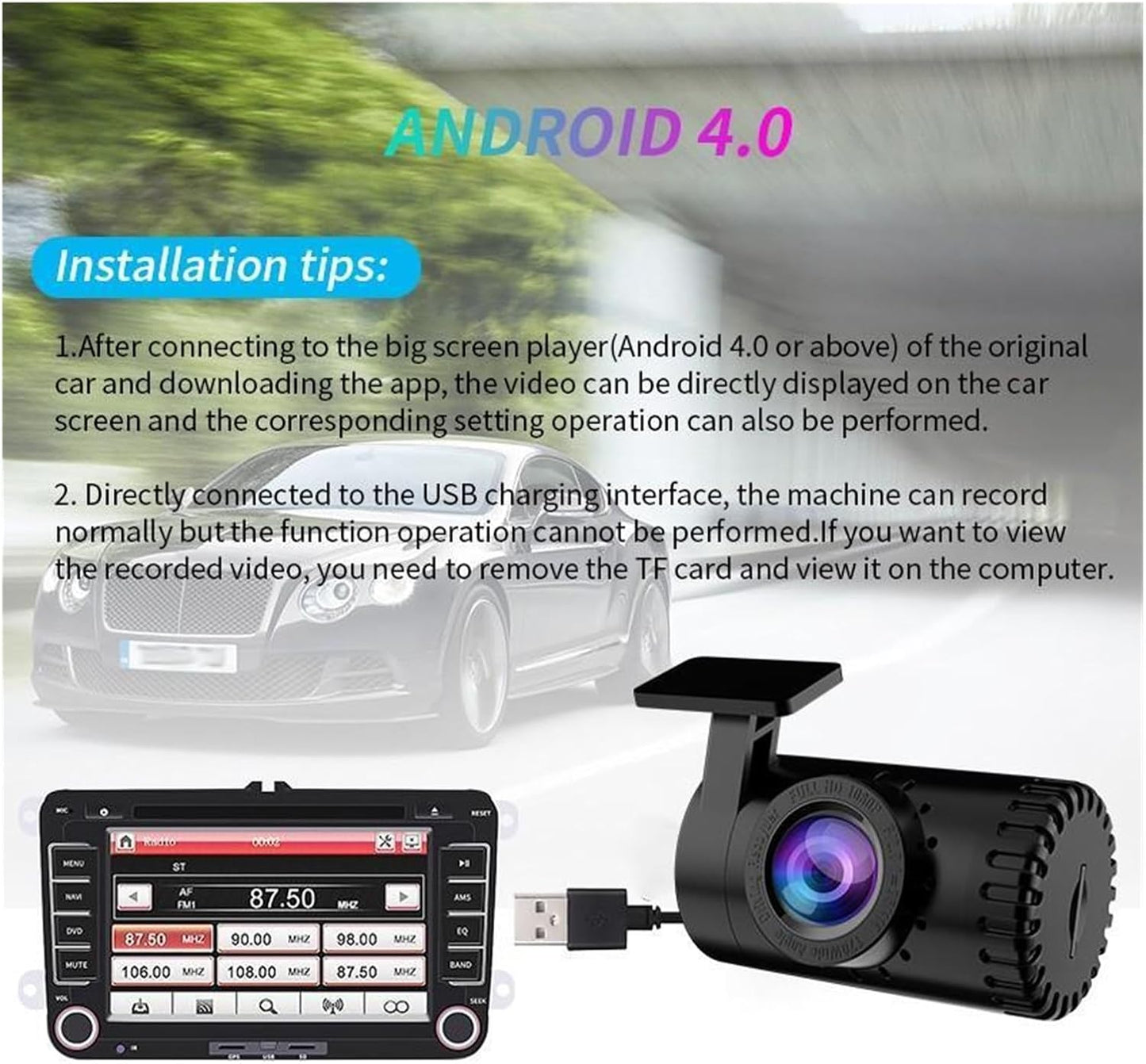 Hidden Wi-Fi Car DVR with HD Night Vision & APP Connectivity