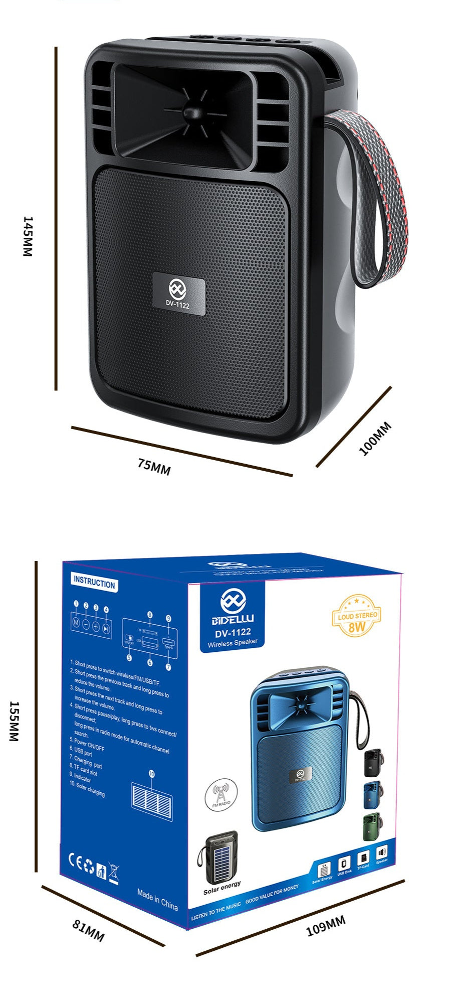 Portable solar Bluetooth speaker