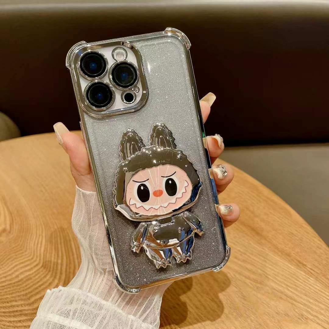 iPhone phone case four-corner anti-fall pull cloth electroplated magnetic bracket