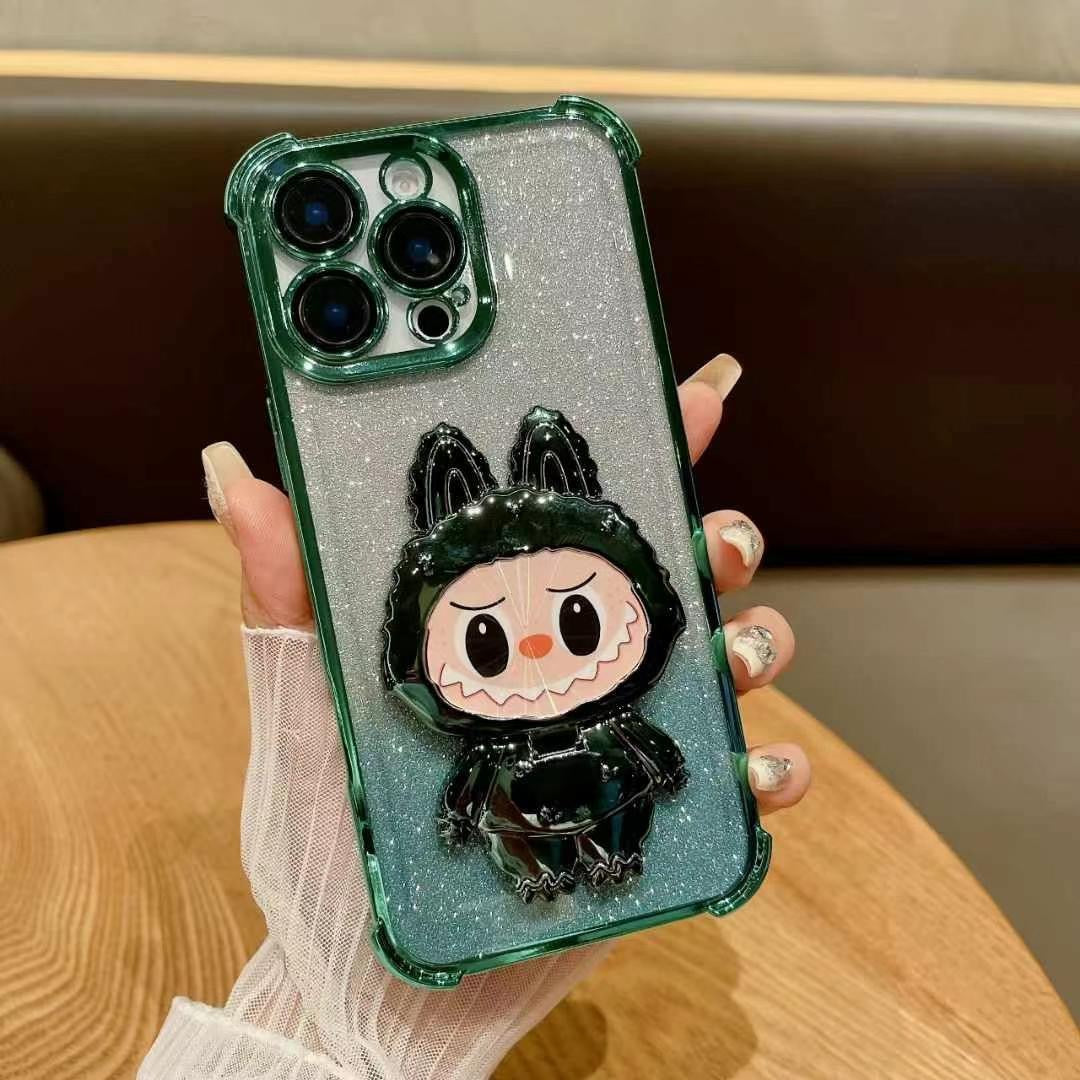 iPhone phone case four-corner anti-fall pull cloth electroplated magnetic bracket