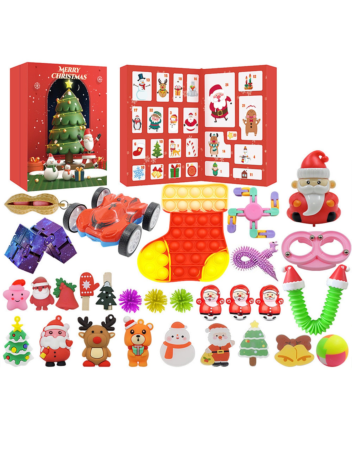 Christmas blind box countdown assembly building block toys