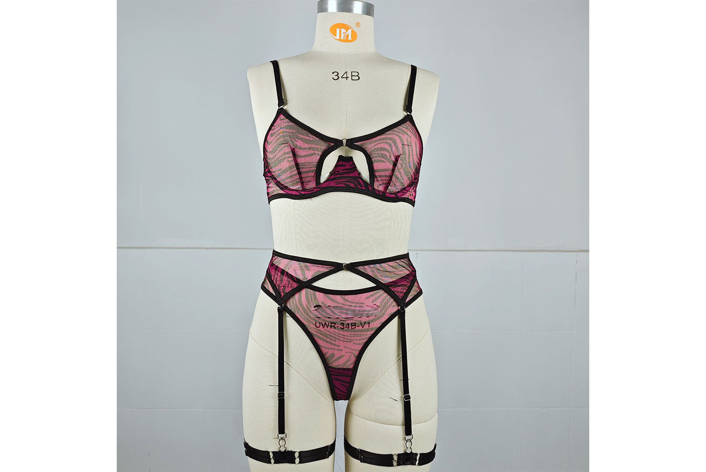 **Sexy Thin Patterned Bra Set - Mesh Printed Underwire Bra**