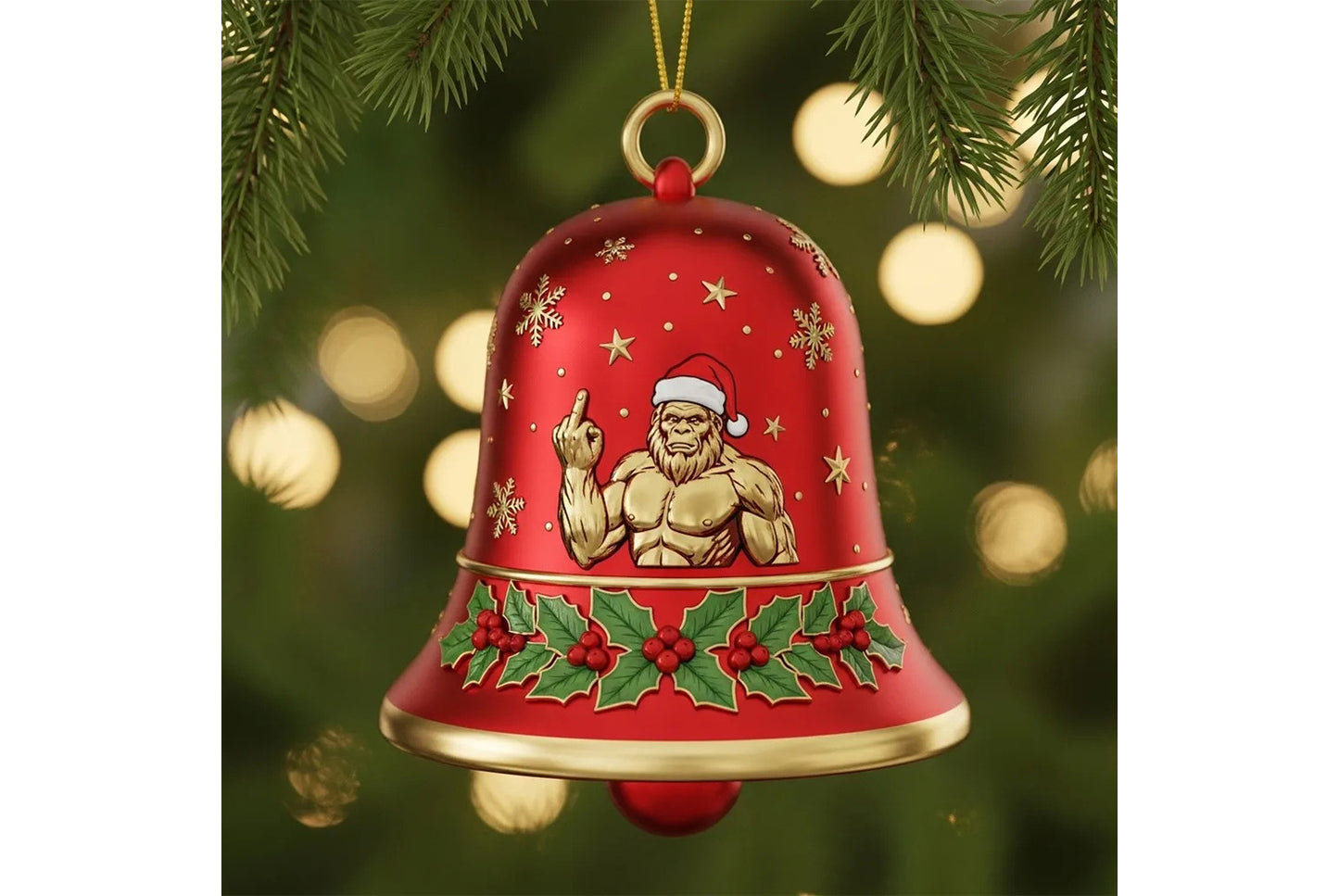 **Bigfoot Christmas Bell Ornament | Alloy (Multiple Colors Available)**