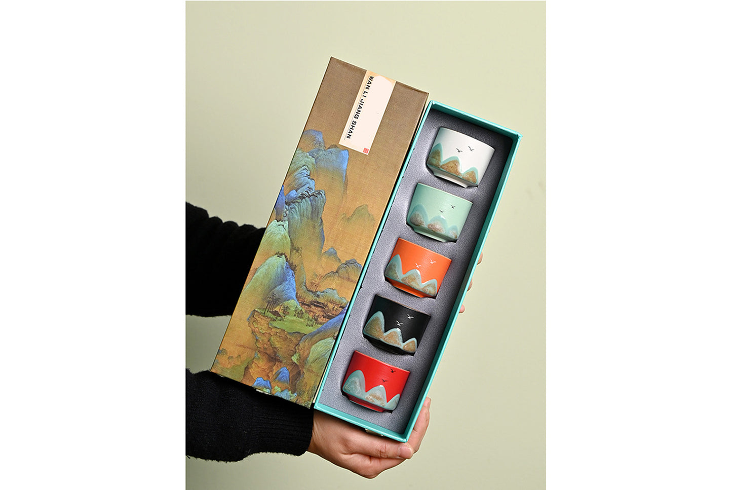 Wanli River Mountain Hand-Painted Ceramic Tea Set