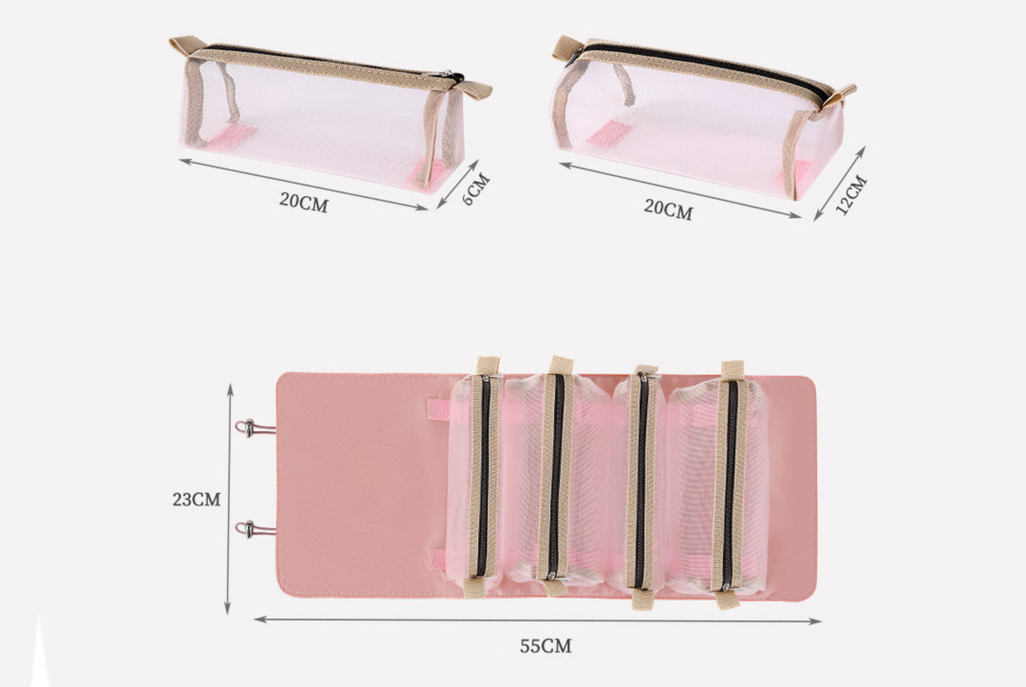 Detachable mesh toiletry bag