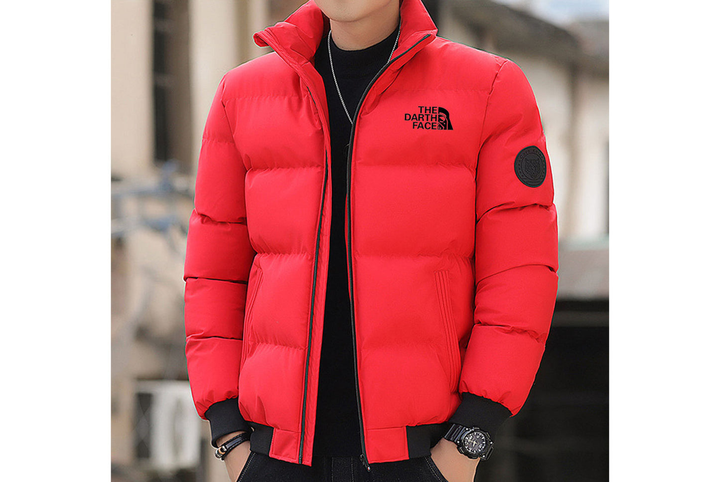 **Men's Stand-up Collar Thickened Jacket**