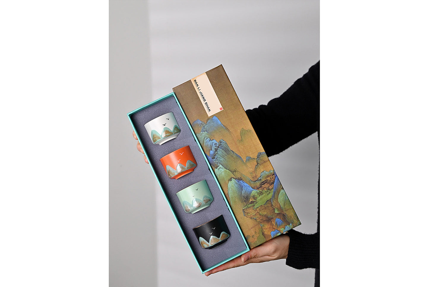 Wanli River Mountain Hand-Painted Ceramic Tea Set