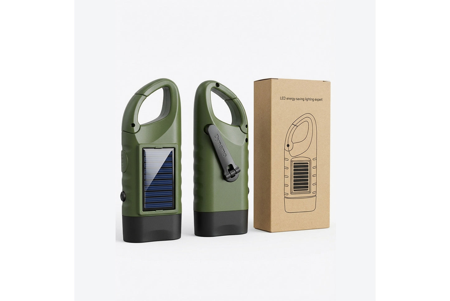 Solar-Powered Flashlight, Hand-Cranked/USB Rechargeable