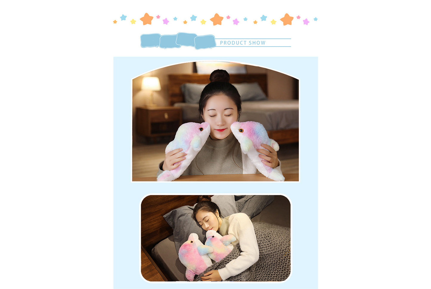 Colorful Glowing Dolphin Plush Toy