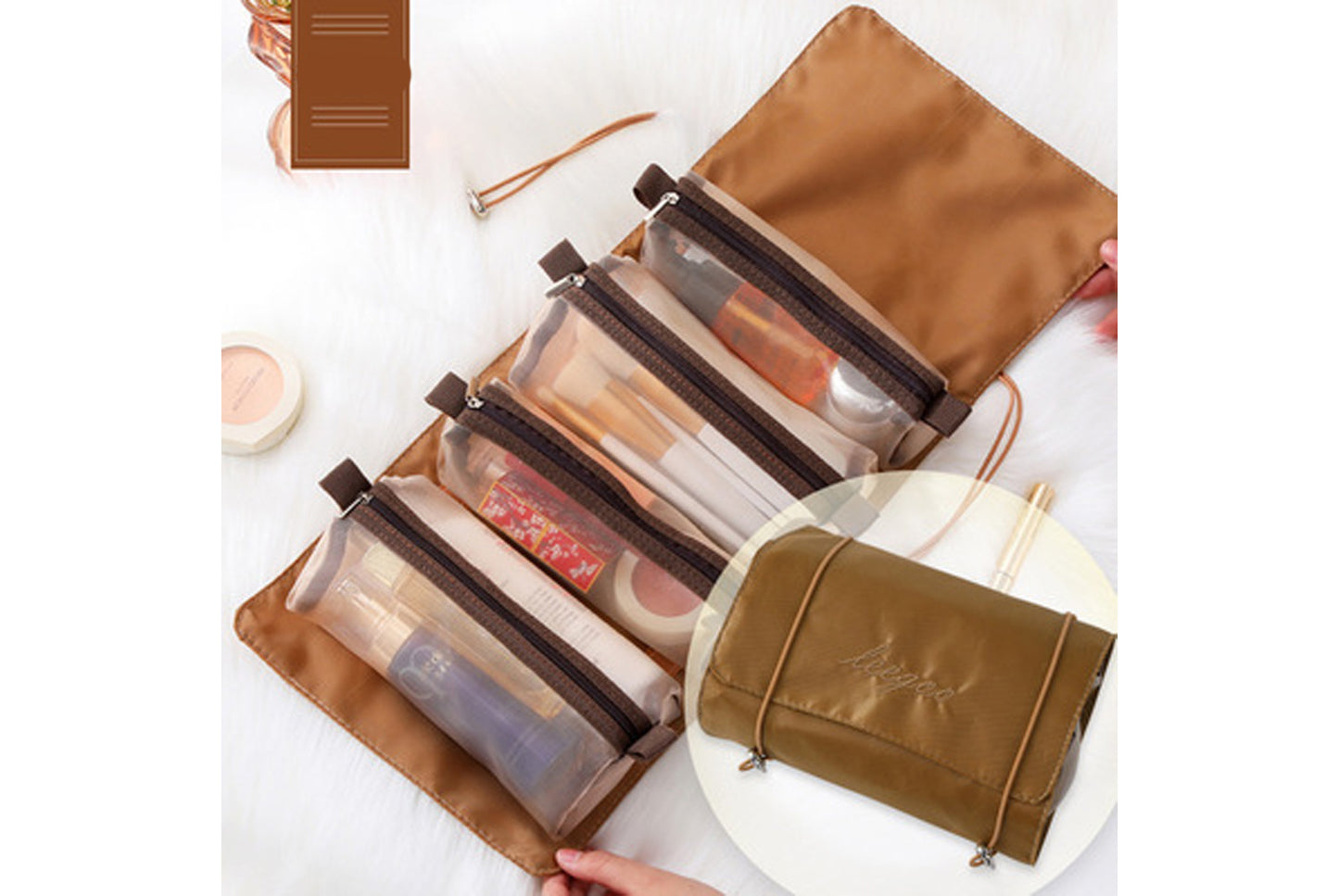 Detachable mesh toiletry bag
