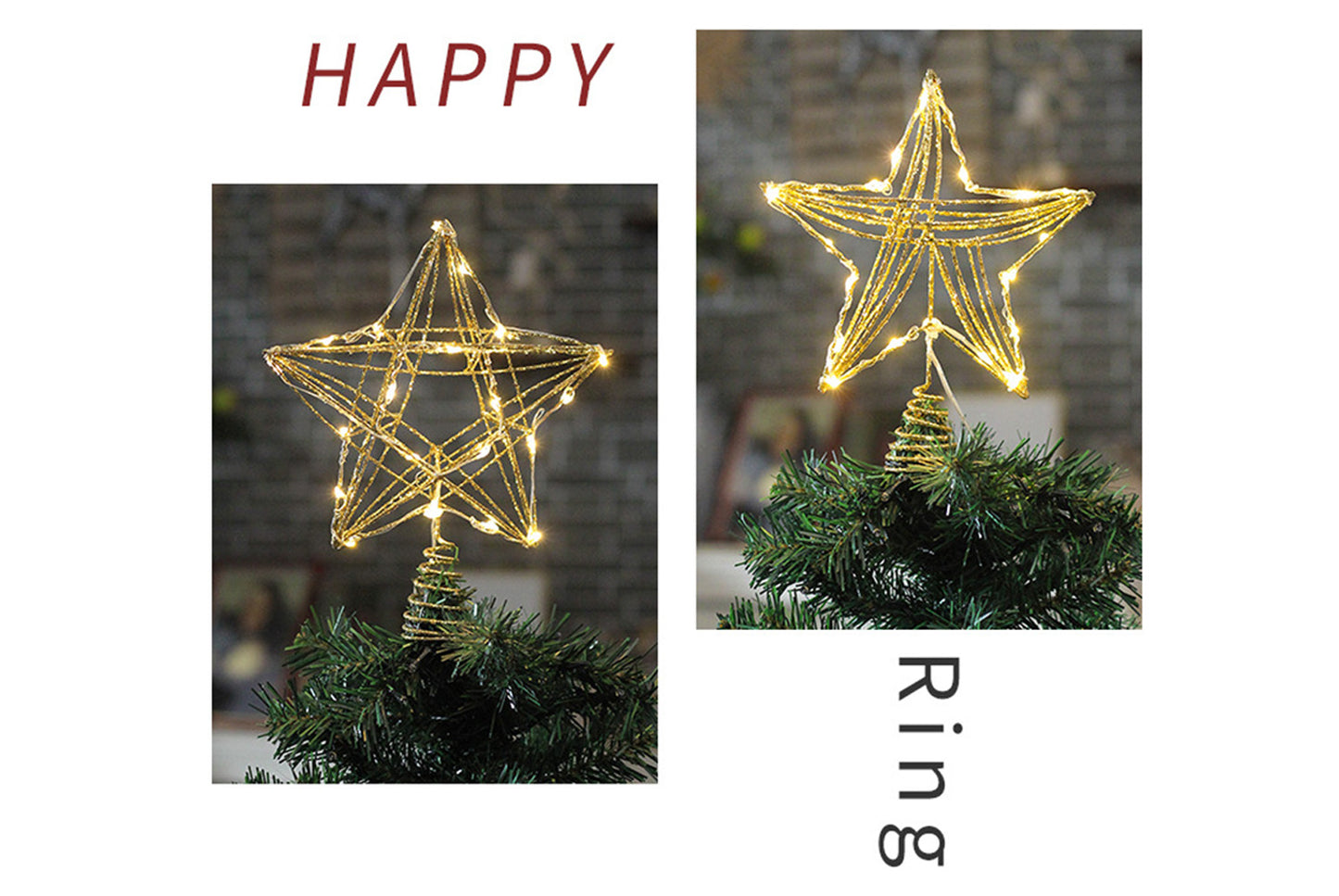 Iron Glitter LED Light-Up Tree Star