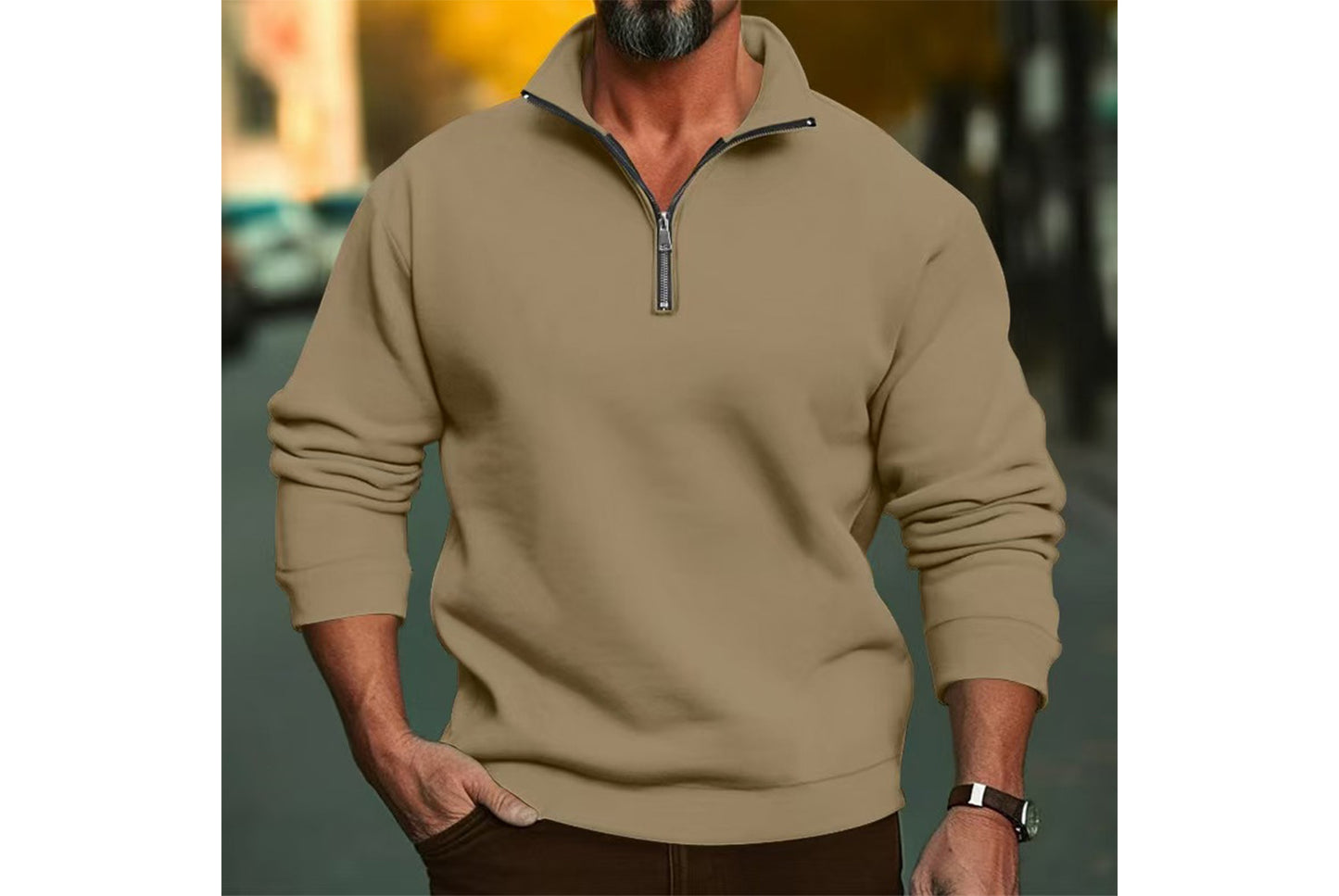 Stand Collar Half-Zip Fashion Sweatshirt Jacket