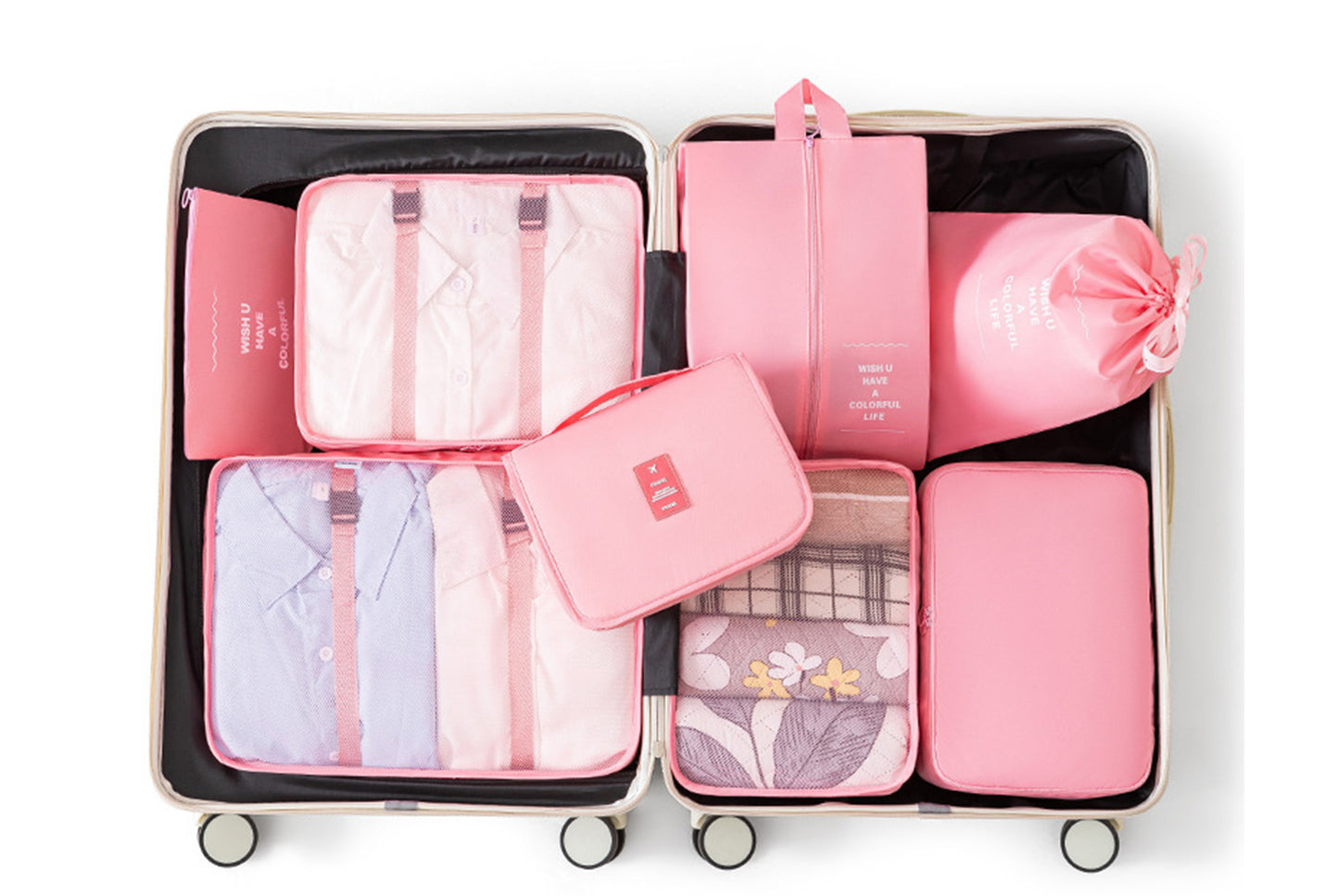 Travel storage bag set of eight