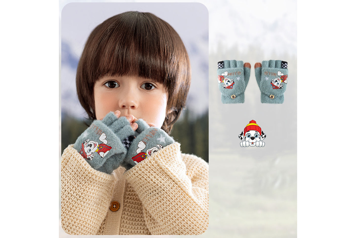 **Children's Flap-Fingerless Warm Gloves**