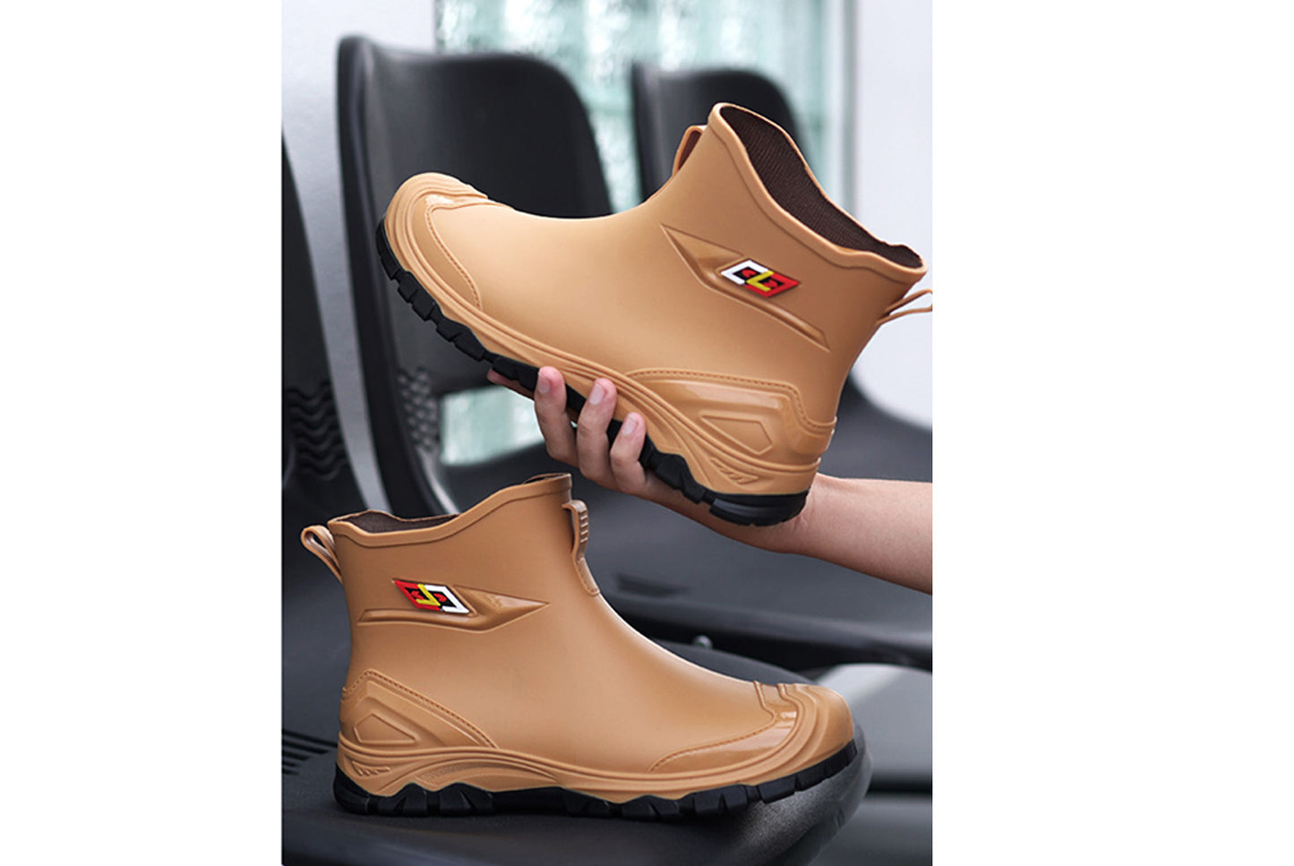 Men's Mid-Calf Fleece-Lined Non-Slip Rain Boots