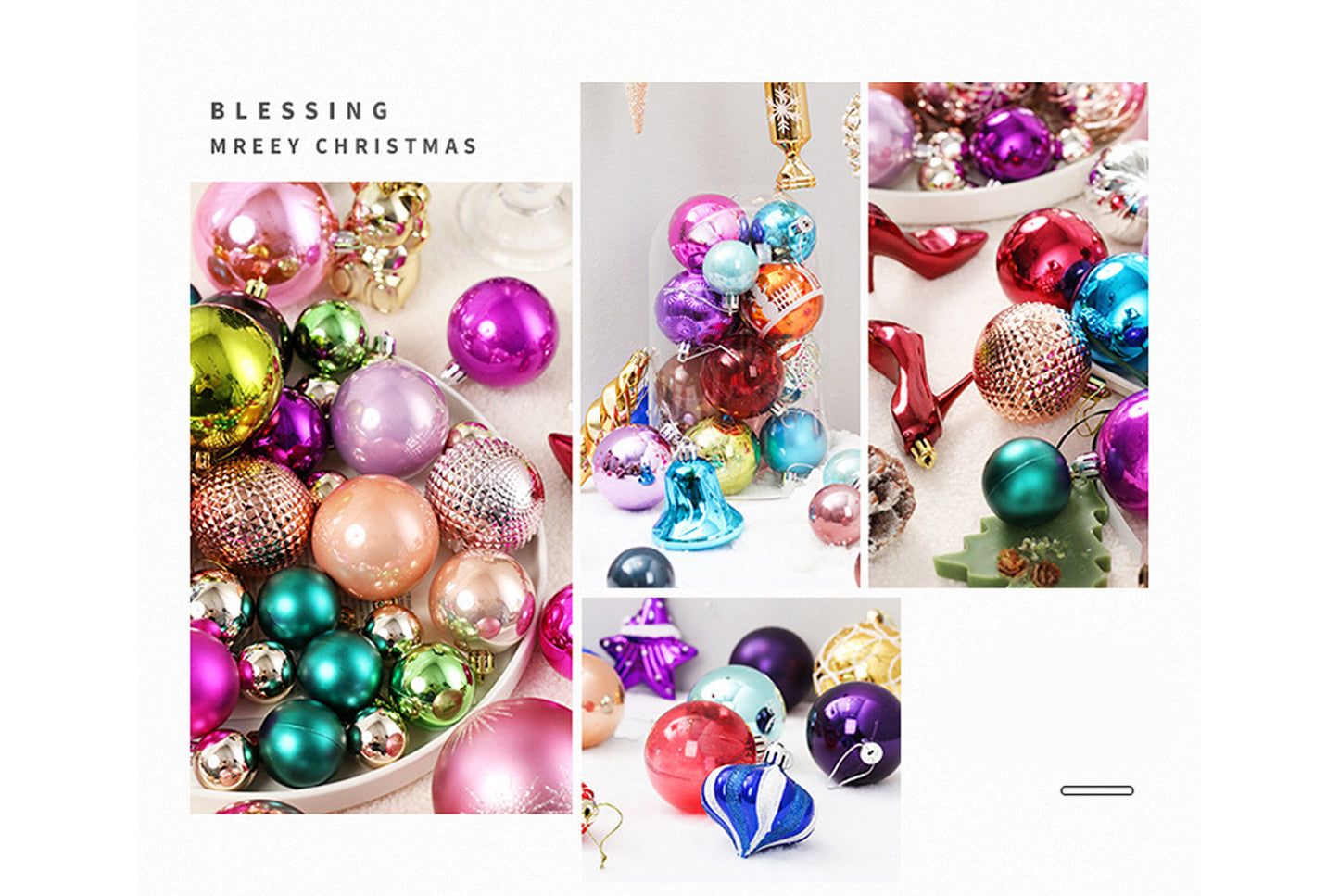 75 Randomly Painted Electroplated Christmas Ball Set