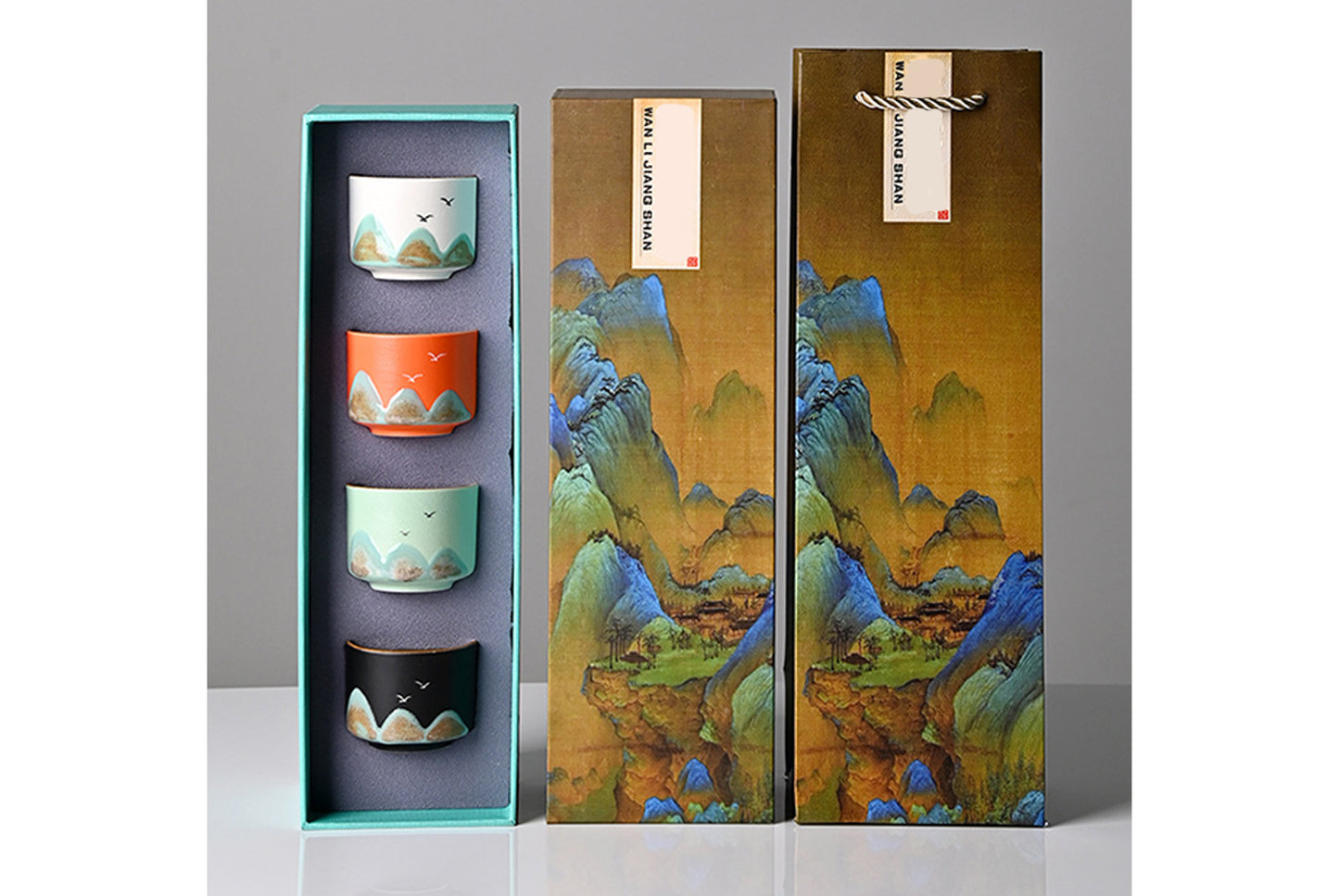 Wanli River Mountain Hand-Painted Ceramic Tea Set