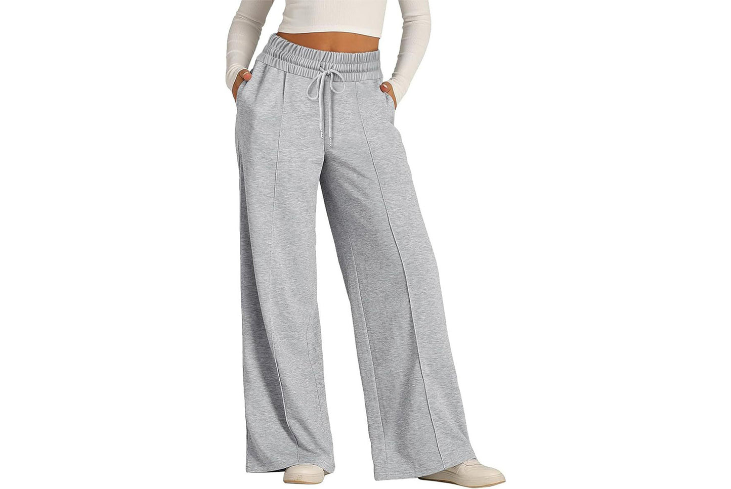 Women's Solid Color Casual Wide-Leg Sweatpants