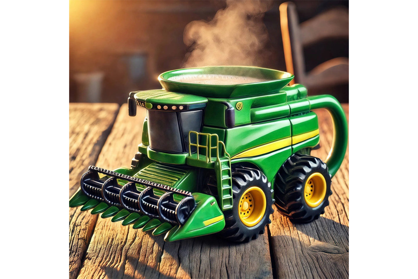 **Vintage Green Tractor Mug | Farm-Themed Resin Coffee Mug**