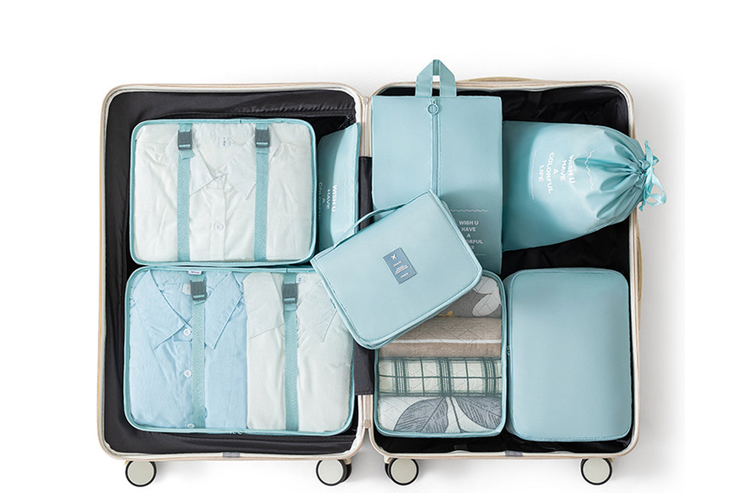 Travel storage bag set of eight