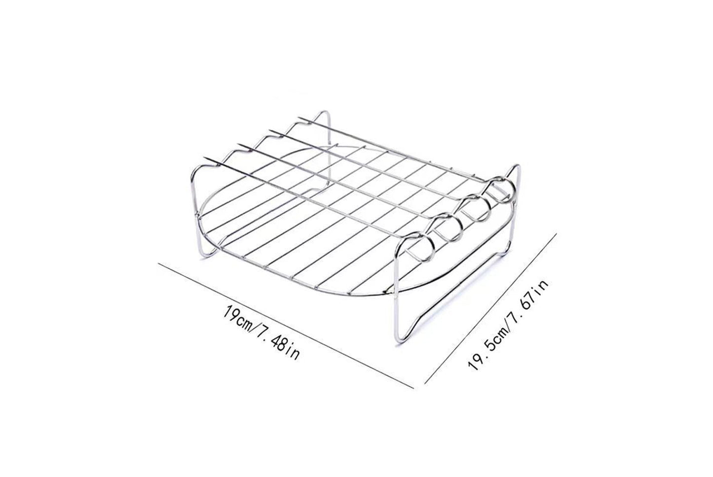 **304 Stainless Steel Air Fryer Grill Rack (3-Tier Stackable)**